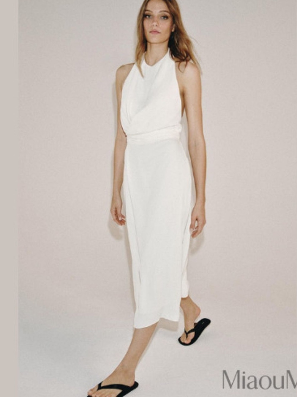 Zara White Halter Midi Dress
